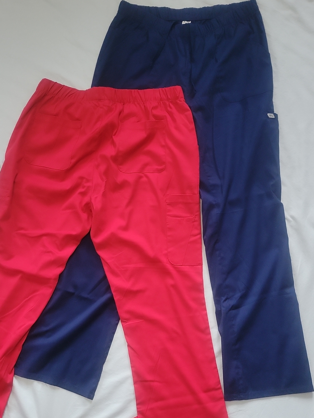 Women's IRG Elastic Waist Scrubs With Drawstring - Red and Navy (Set Of 2)